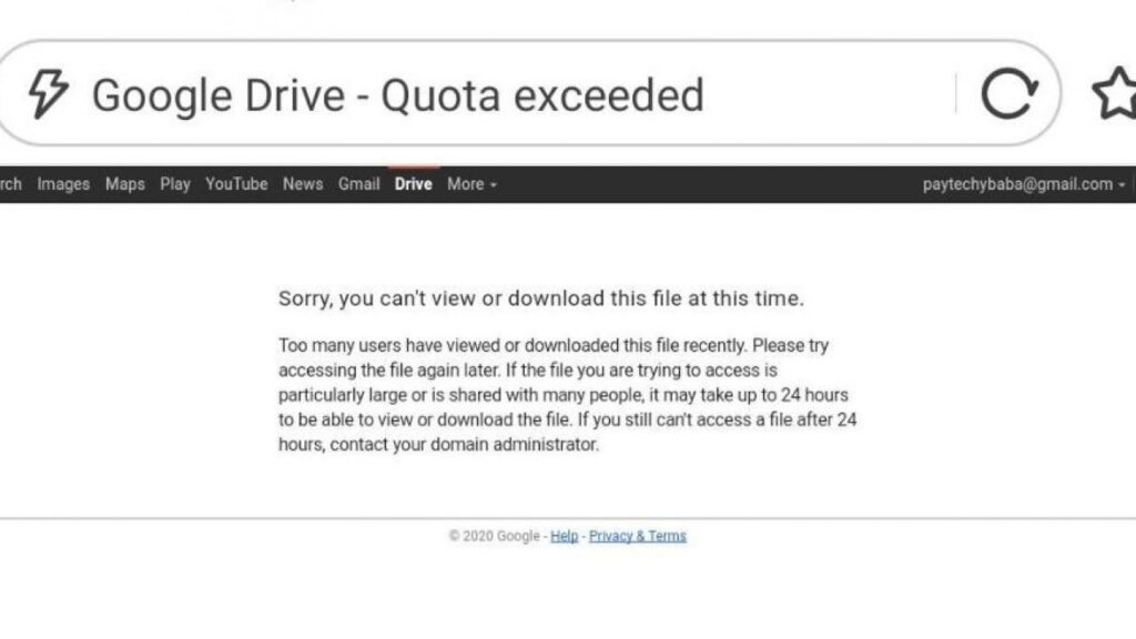 How to fix google drive download error (quota exceeded)