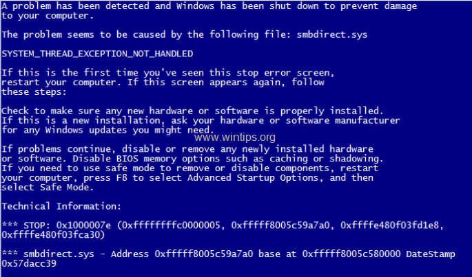 System Thread Exception Not Handled Blue Screen Error