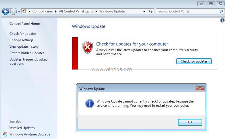 Solution to Windows Update Service Not Running in Windows 10/8/7 step by step process