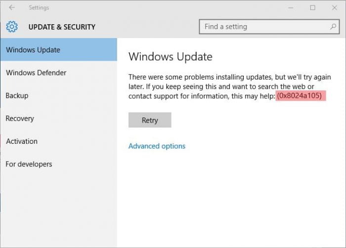 How-to Fix Windows 10 Update Error Code 0x8024a105