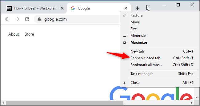 Restoring closed tabs - Google Chrome Community