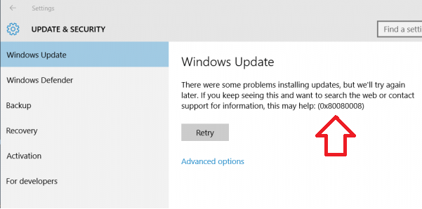 How to fix update error 0x80080008 on Windows 10