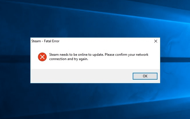 Fix Steam Needs to be Online to Update Error in Windows 10