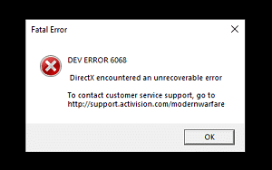 Fix COD Modern Warfare and Warzone Dev Error 6068