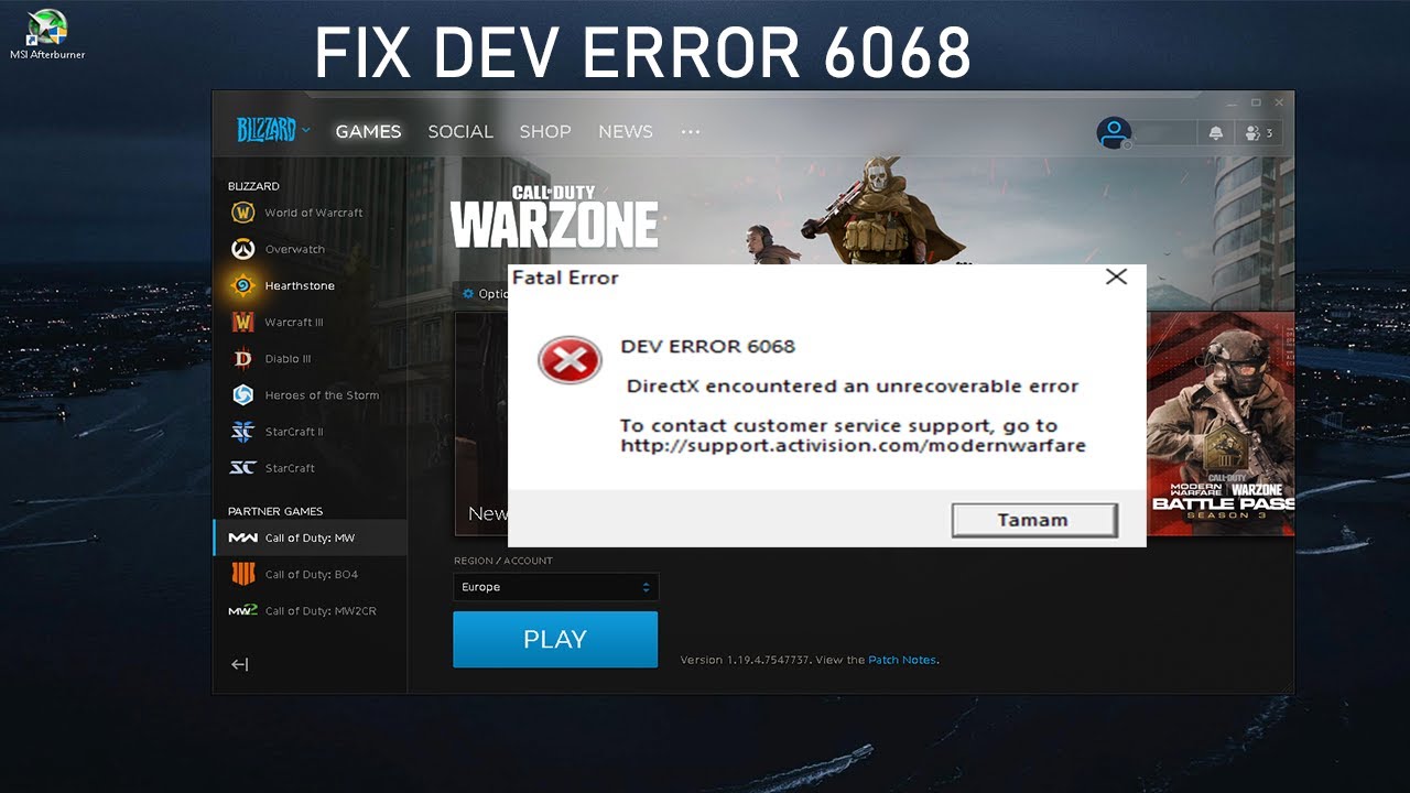 Fixed: Dev Error 6068 [Overclock, DirectX, Warzone] - Complete Guide ...