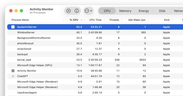 macOS Tahoe running slow shown by high CPU usage in Activity Monitor