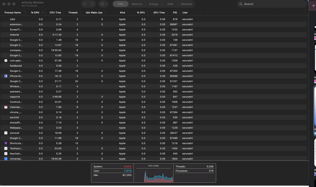 Checking CPU usage in Activity Monitor to fix macOS Tahoe running slow