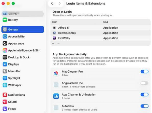 Removing login items to fix a slow macOS Tahoe startup